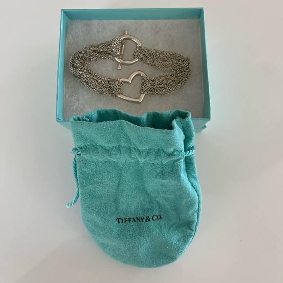 Tiffany & Co. Mesh Heart Multi Strand Sterling Silver Bracelet. - Picture 2 of 8